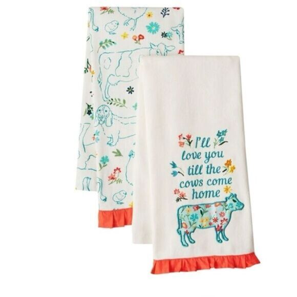 The Pioneer Women Farm Animal Print Set of 2 Kitchen Towels - Picture 1 of 6